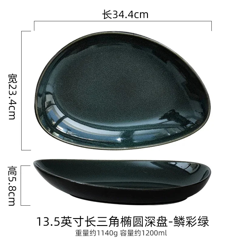 Assiette Creuse Triangulaire Céramique Style Japonais