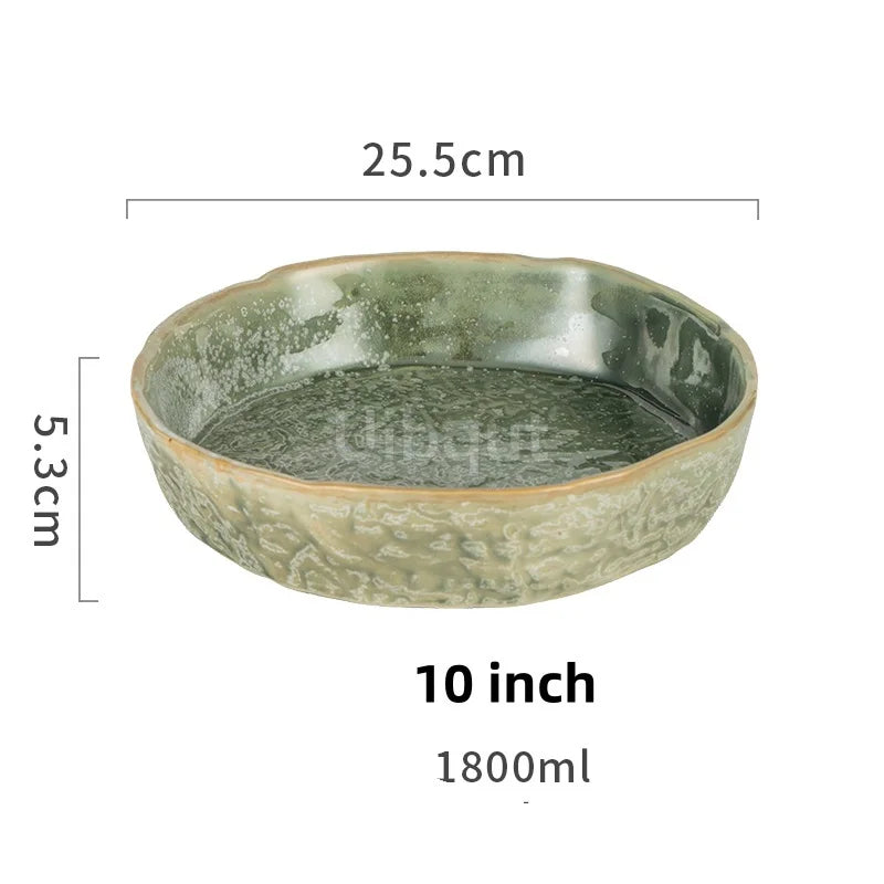 Bol en Céramique Vert Style Japonais pour Salade et Soupe