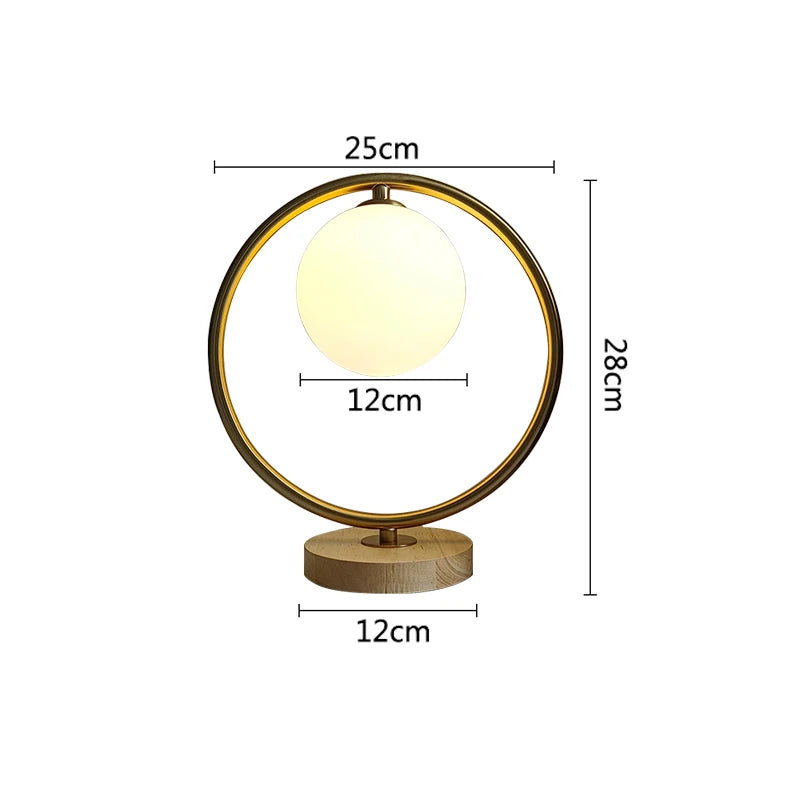 Duo de Lampes de Table Boule de Verre et Bois
