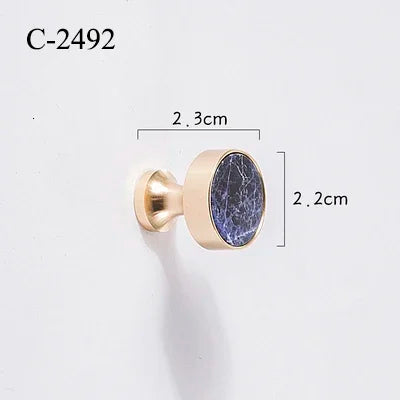 Natural Stone & Brass Knob – Cabinet Hardware