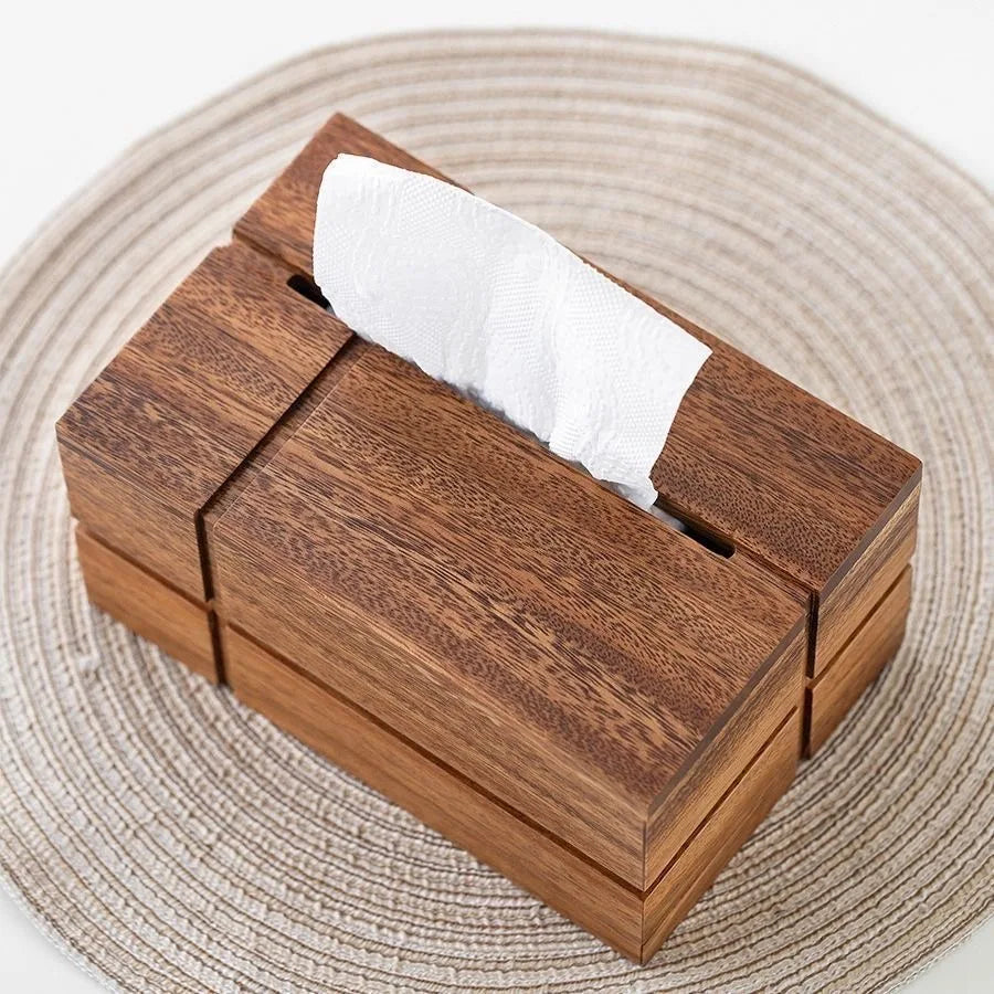 Boîte à Mouchoirs en Bois de Noyer - Style Classique