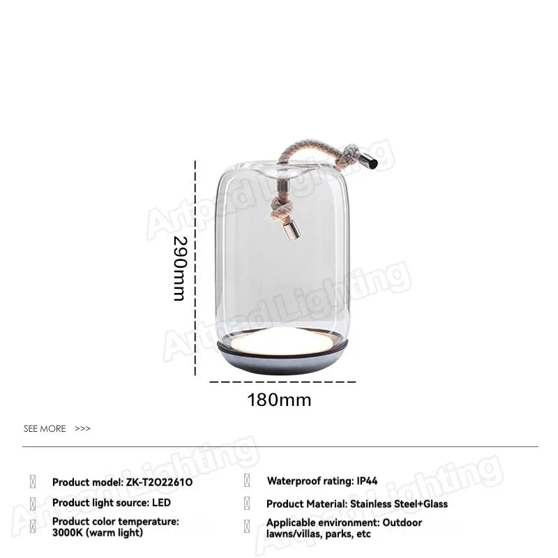 Outdoor LED Glass Lantern – Waterproof Garden Landscape Light