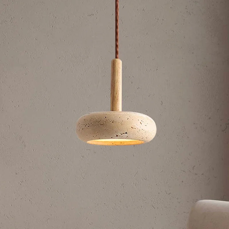 Suspension Wabi-Sabi en Travertin - Forme Ronde