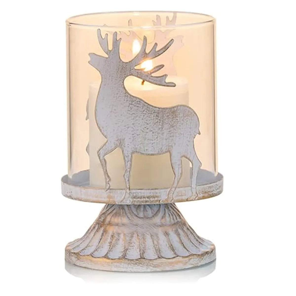 Bougeoir de Noël Élan et Sapin en Verre