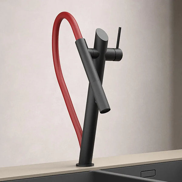 Robinet de Cuisine Magnétique Inox Noir et Rouge