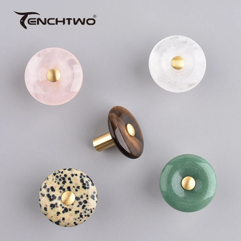 Agate Stone Knob – Crystal & Brass Cabinet Pull