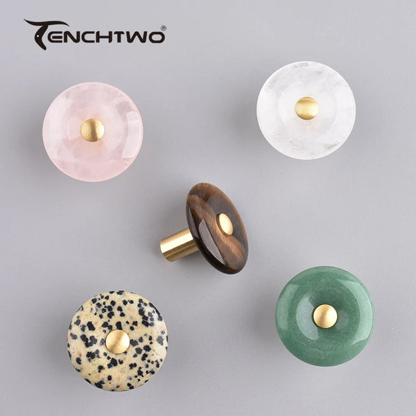 Agate Stone Knob – Crystal & Brass Cabinet Pull