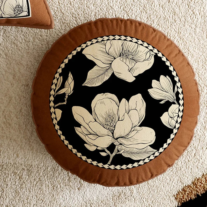 Housse de Coussin Florale Velours - Style Art Déco