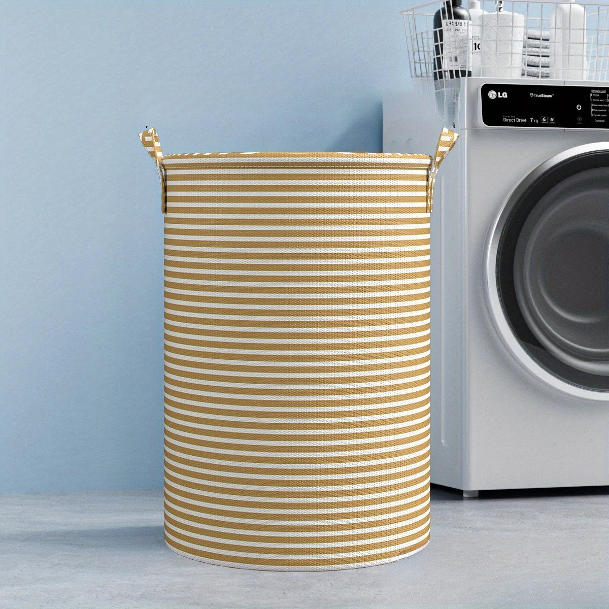 Panier à Linge Pliable Rayé Minimaliste Multi-Usage