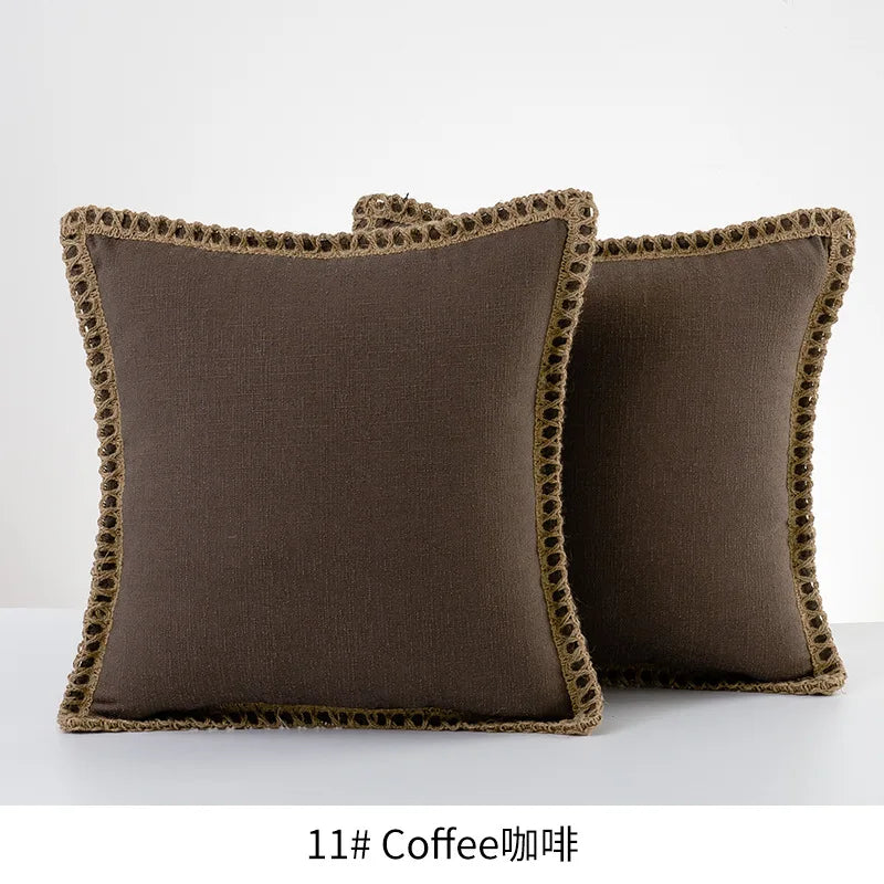 Housse de Coussin Champêtre Bordée - Style Farmhouse