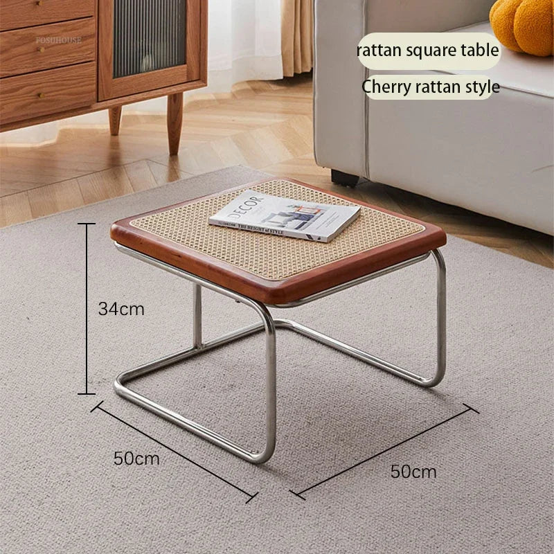 Table Basse Verre et Inox - Style Japonais Rétro
