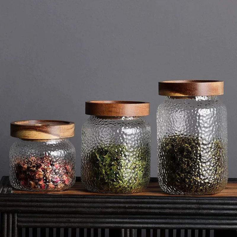 Bocal Hermétique Verre Motif Martelé Style Américain