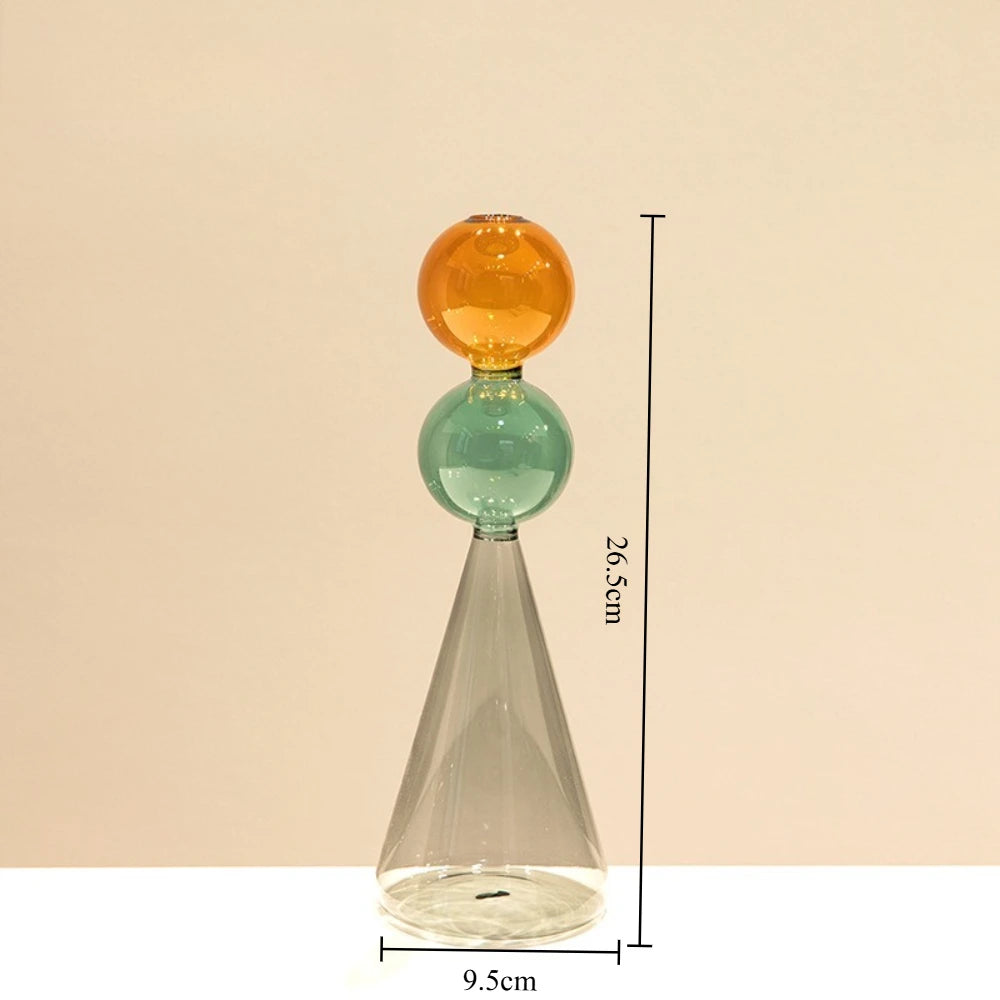 Vase en Verre Coloré Double Paroi - Culture Hydroponique