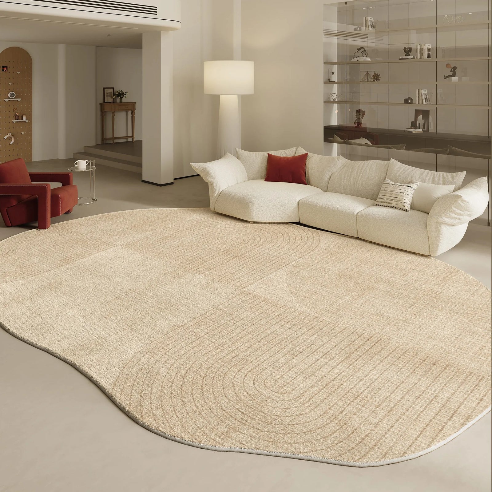 Tapis Forme Irrégulière Moderne Peluche Épaisse Chambre