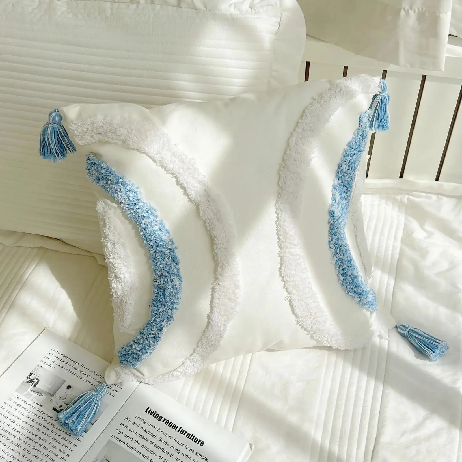 Housse de Coussin Bohème Capitonnée à Franges