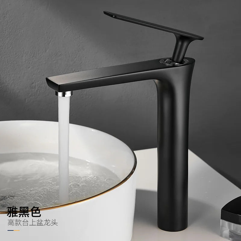 Robinet de Lavabo Cuivre Noir et Or Rehaussé