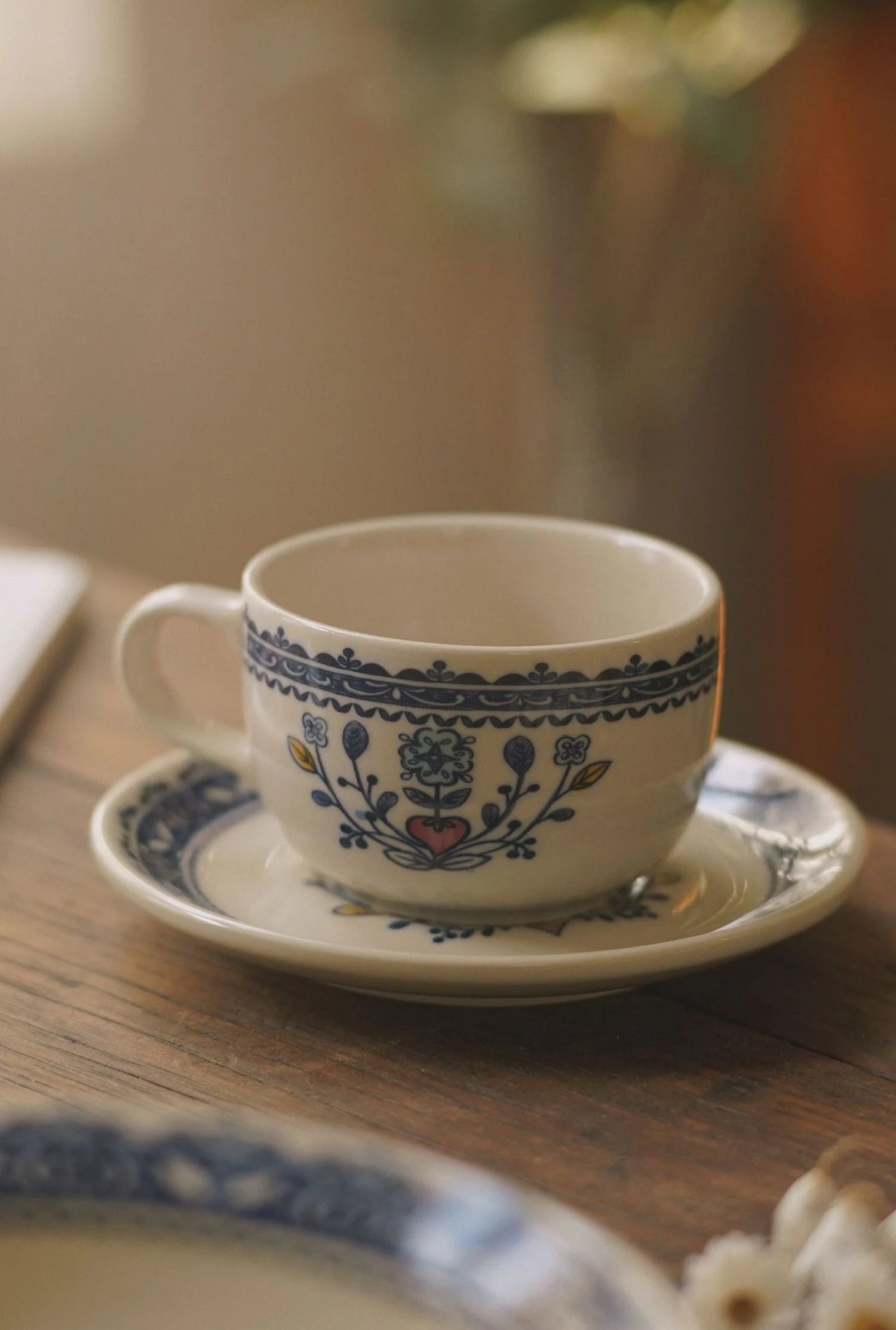 Tasse à Café Peinte Main Motif Champêtre Rétro