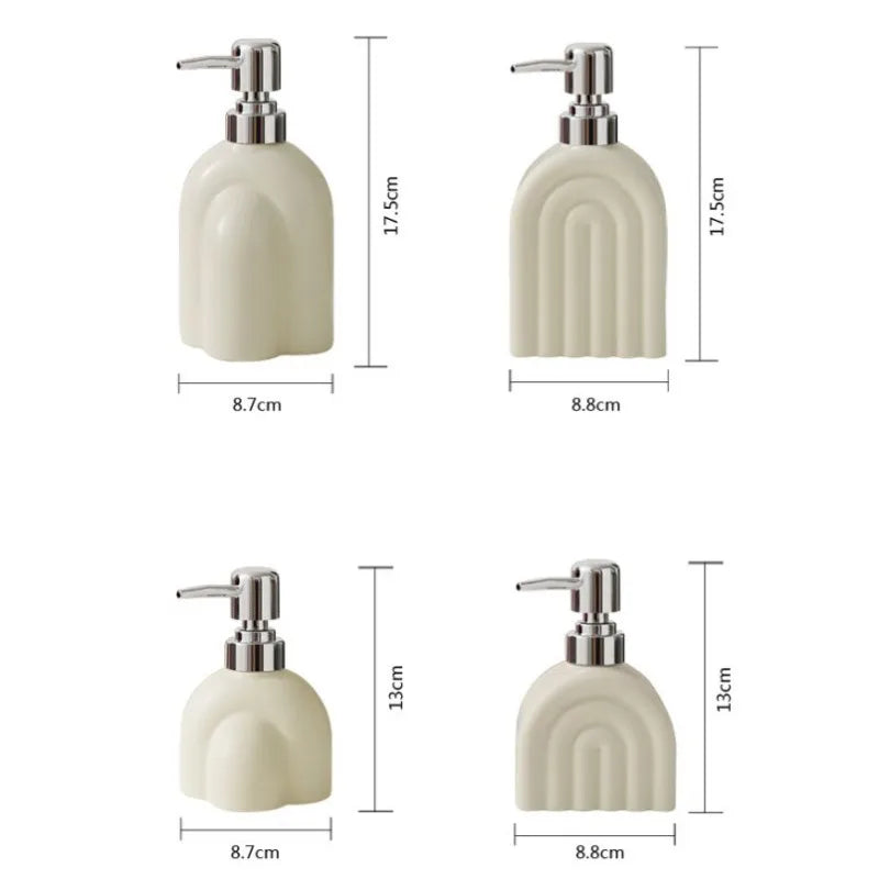 Distributeur de Savon Céramique Motif Encre Rayé