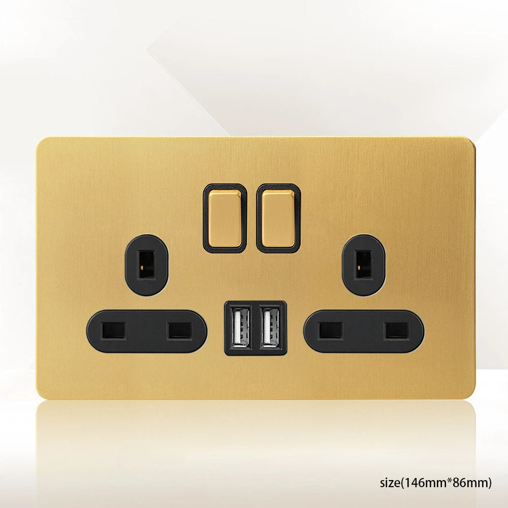 Interrupteur Mural Doré Style Vintage avec Prise USB-C