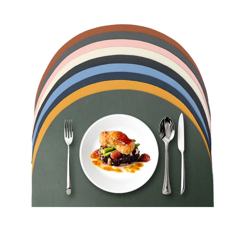PU Leather Placemat – Semicircle Waterproof Table Mat