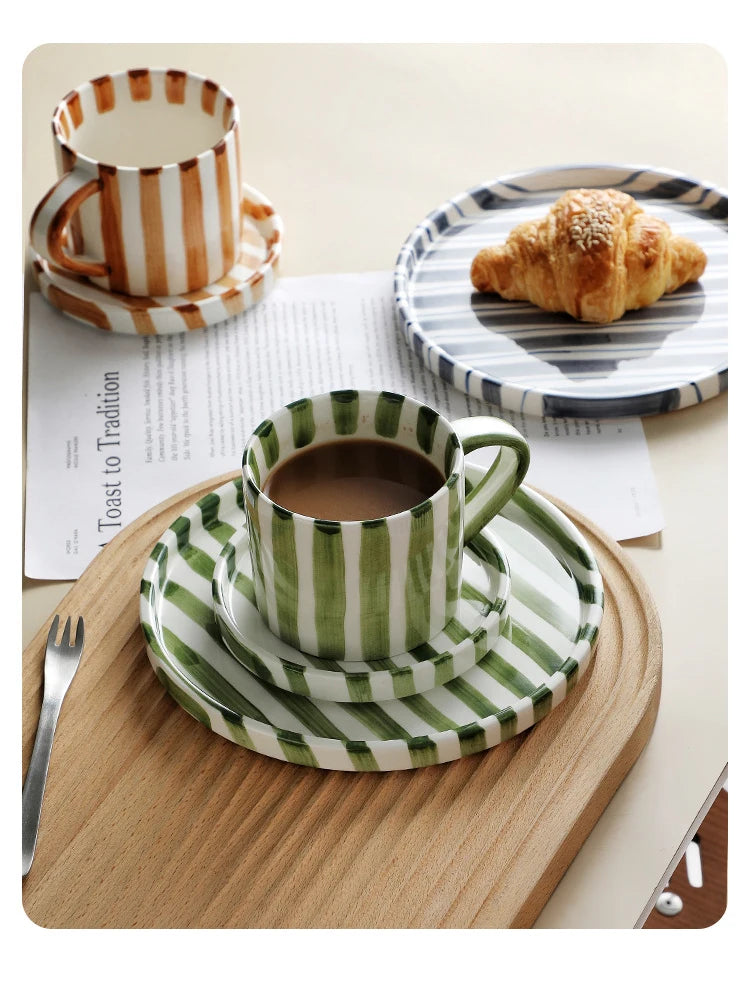 Tasse à Café Céramique Rayée 280ml