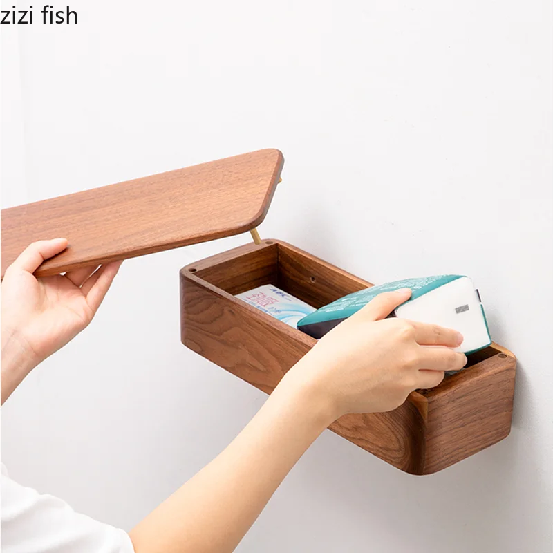 Distributeur de Papier Toilette Mural en Bois - Noyer