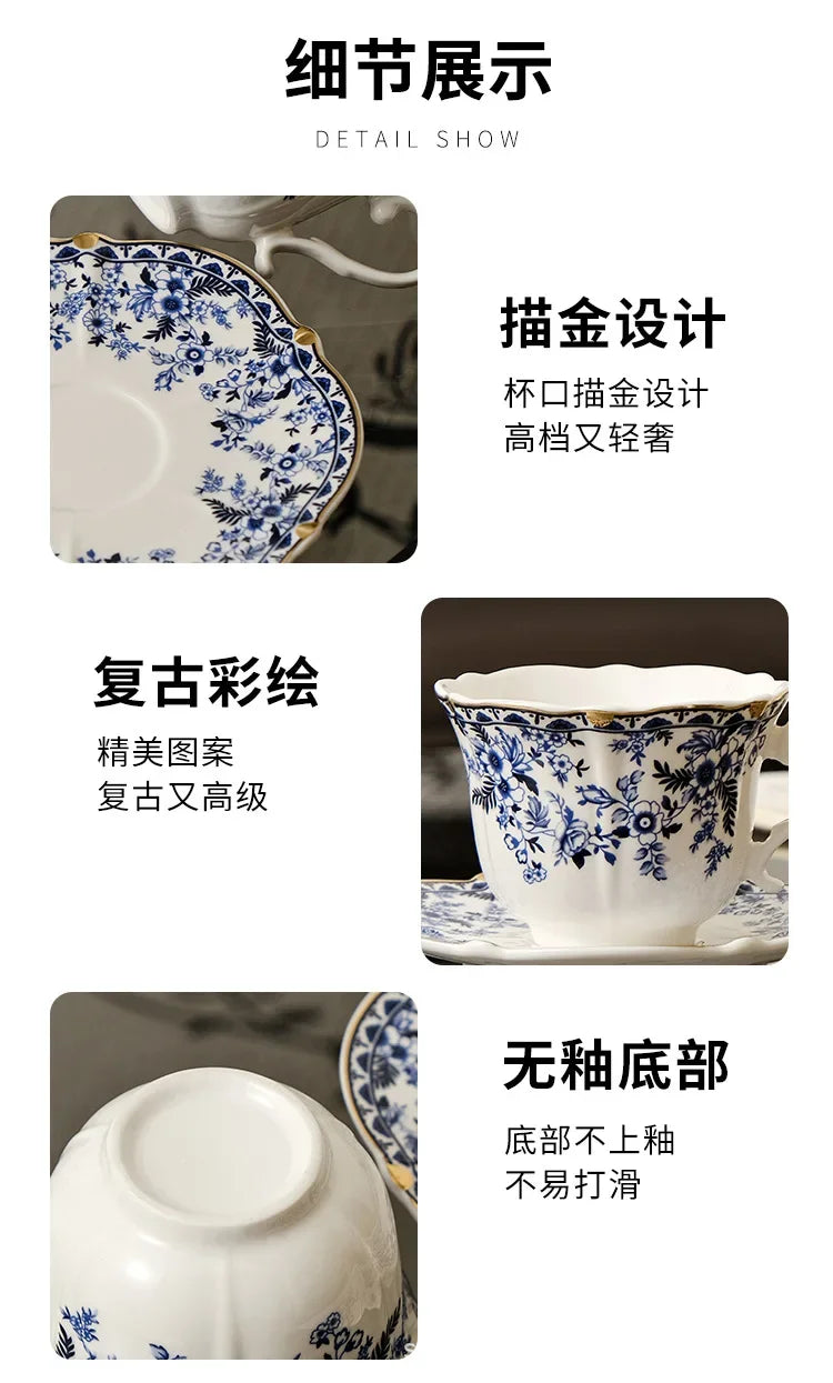 Tasse à Café en Porcelaine Bleu et Blanc Style Anglais