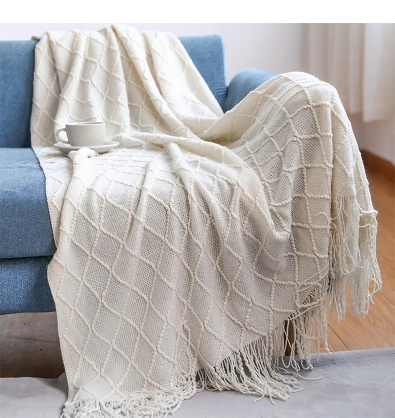 Jeté Boho Blanc Texturé - Grand Format Chunky