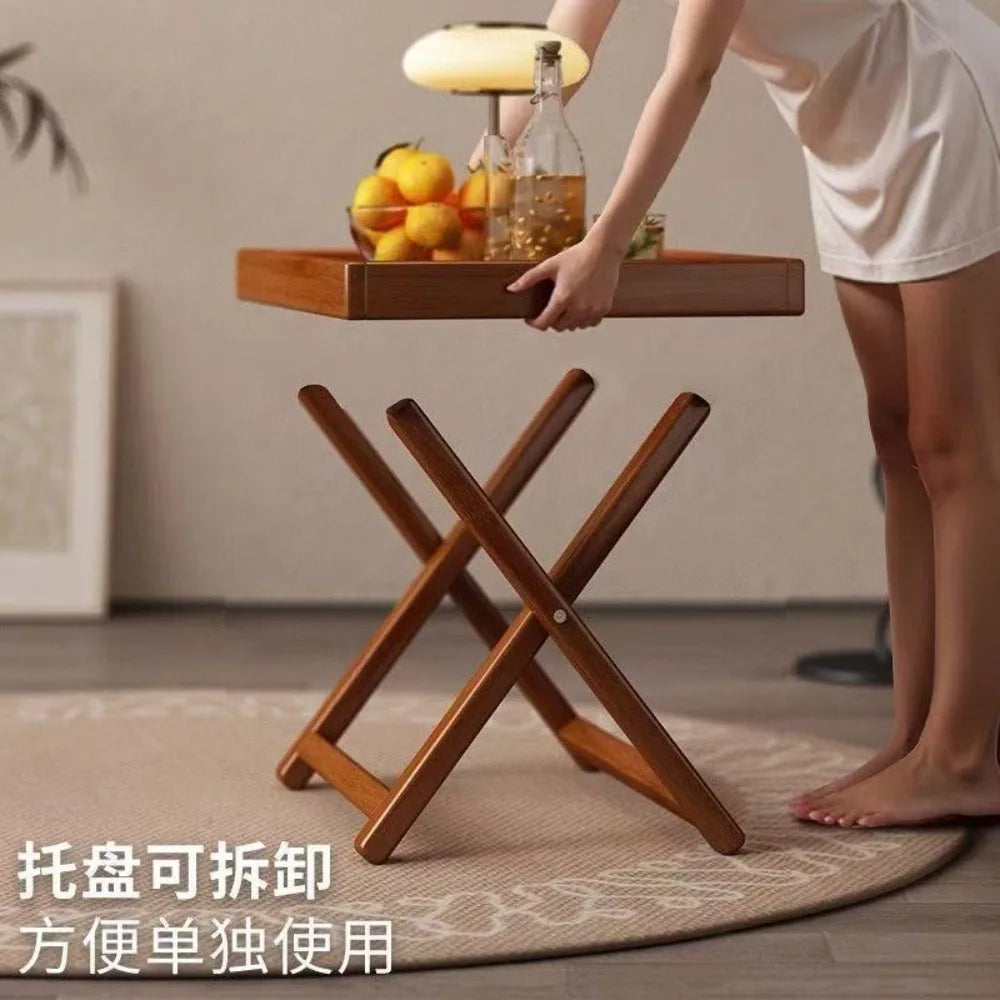 Table Basse Pliable en Bambou - Style Rétro