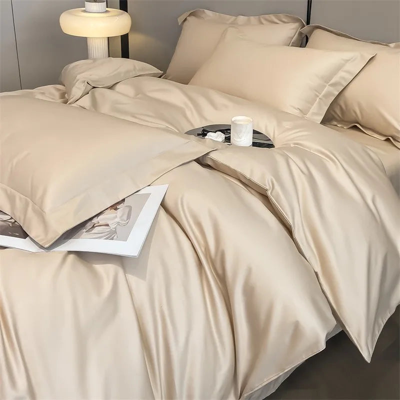 Parure de Lit Coton Égyptien 1000TC Ultra Douce 4 Pièces
