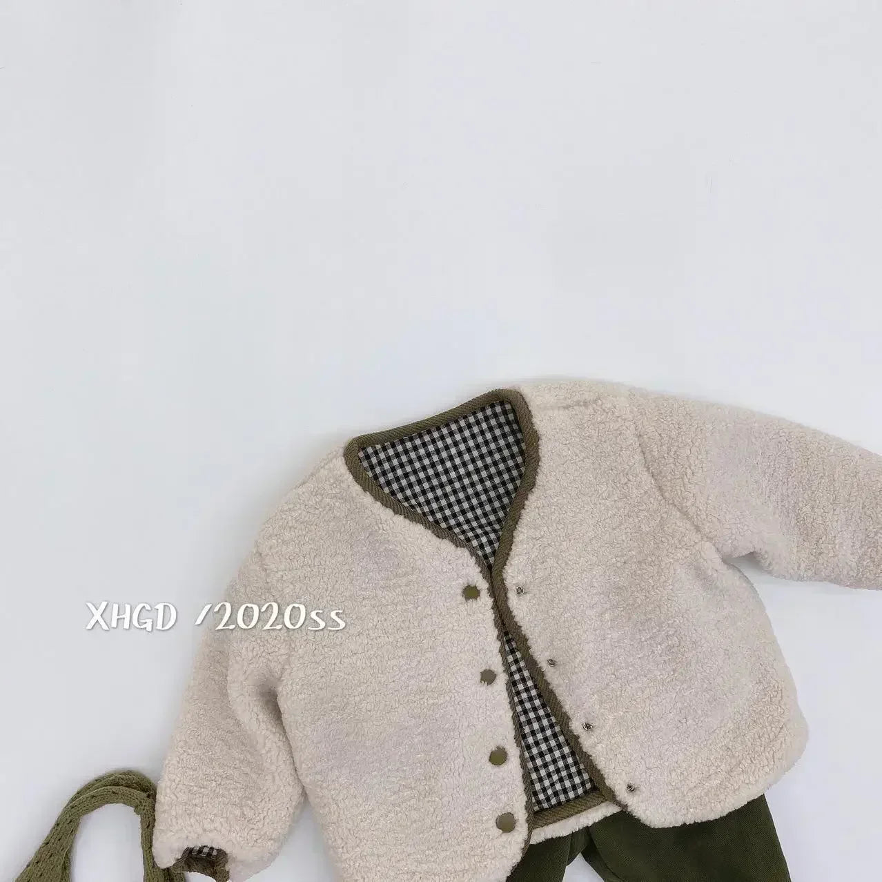 Veste Enfant Réversible Chaude à Carreaux