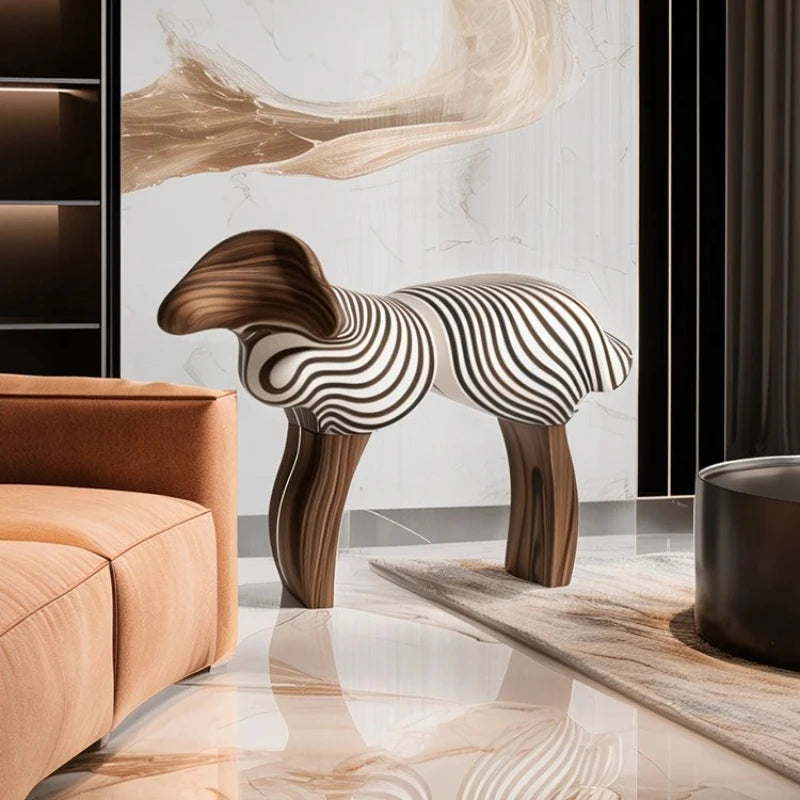 Tabouret Enfant en Bois Massif - Forme Agneau Artistique
