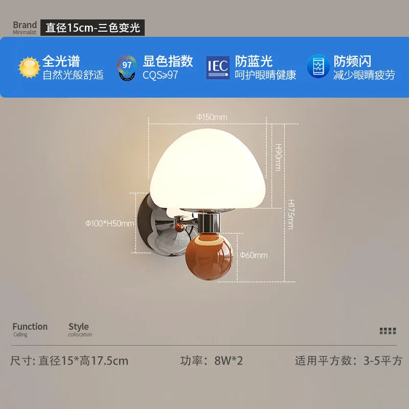 Applique Murale LED Champignon Crème à Tirette Enfant