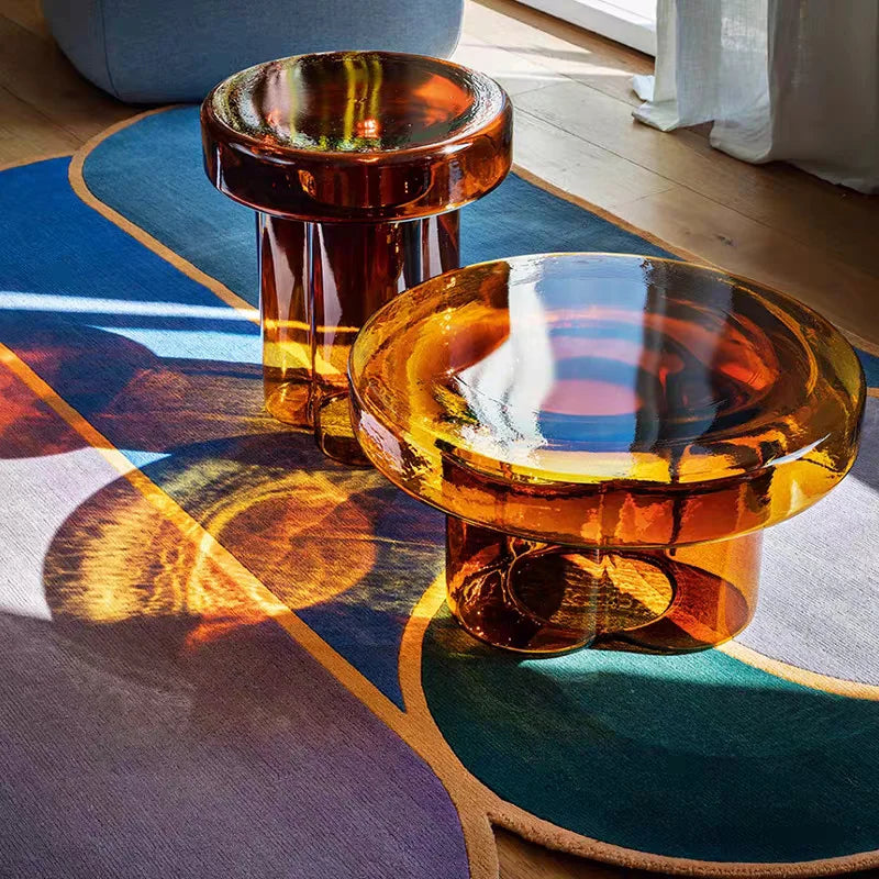 Table Basse Ronde en Verre - Design Nordique