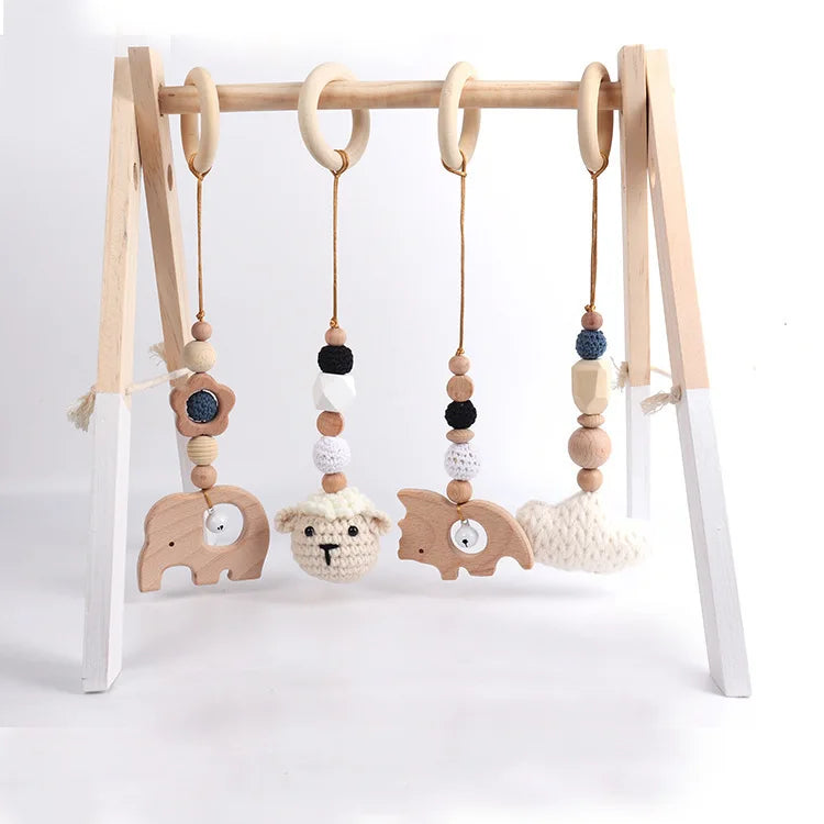 Lot de 4 Jouets en Bois pour Portique d'Éveil