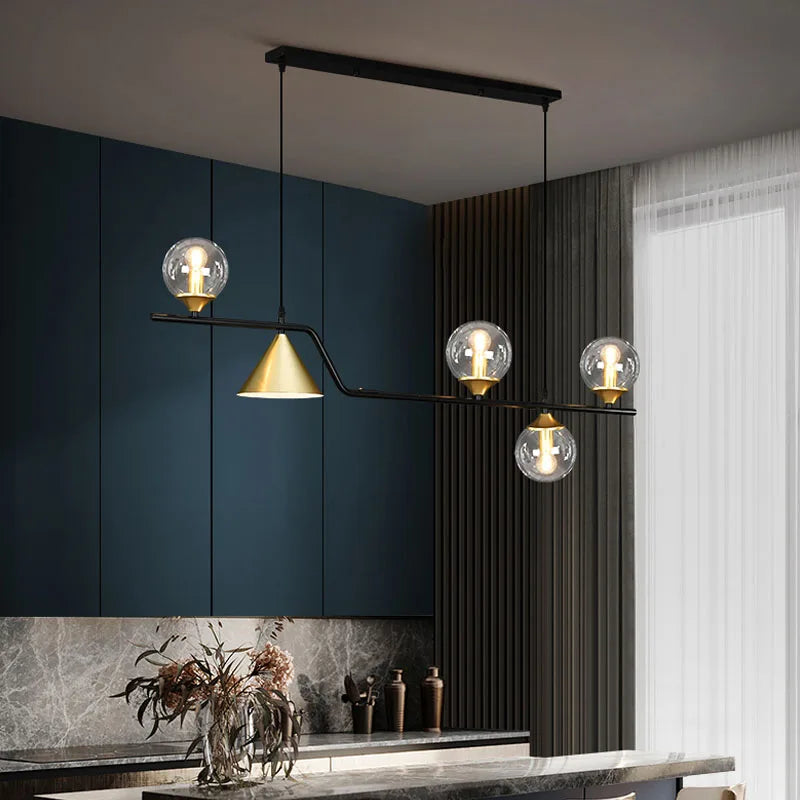 Suspension Boule de Verre Noire - Style Nordique LED