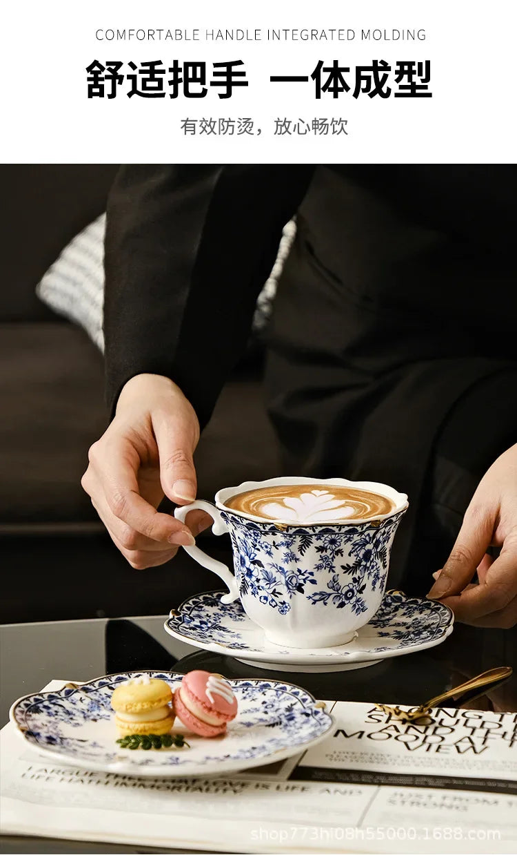 Tasse à Café en Porcelaine Bleu et Blanc Style Anglais