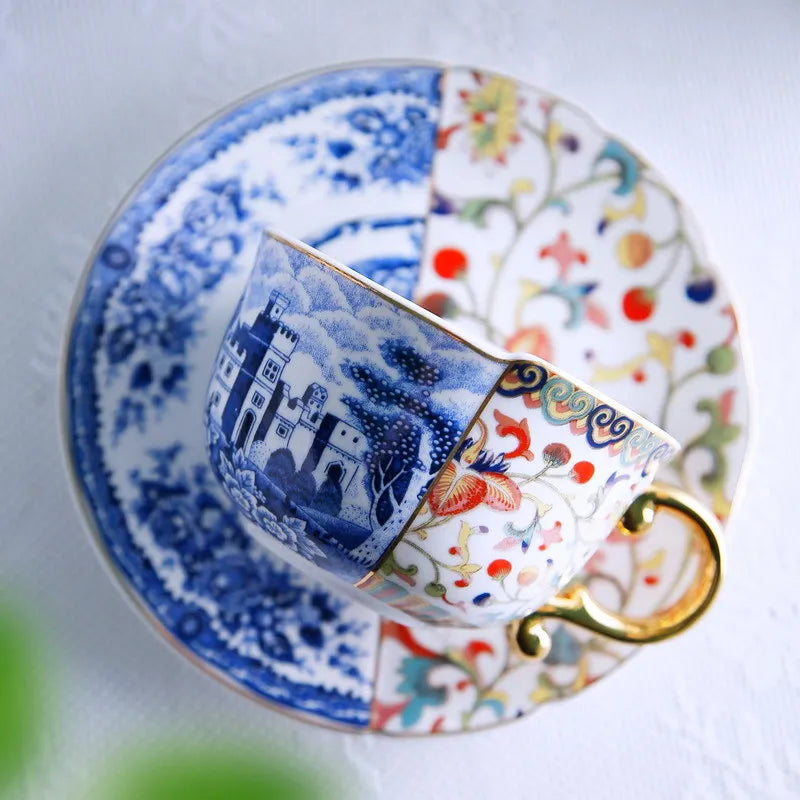 Duo de Tasses à Café Rétro Européennes avec Soucoupes