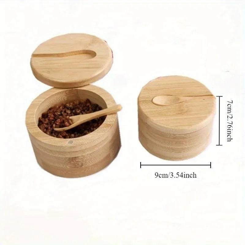 Ensemble Pots à Épices en Bambou avec Couvercles Multi-Bols