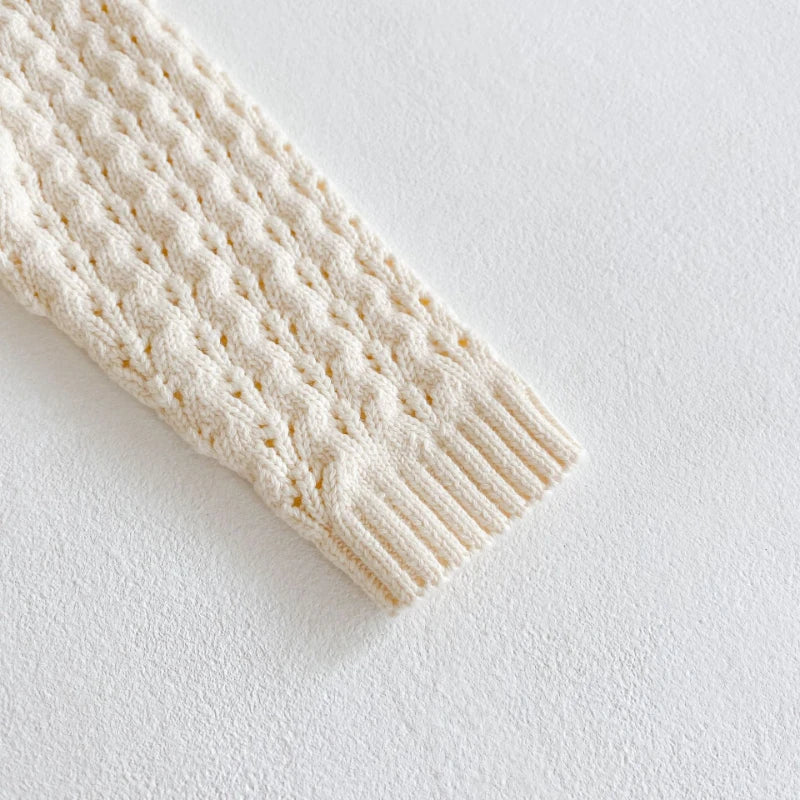Barboteuse Fille Tricot Ajouré Manches Longues