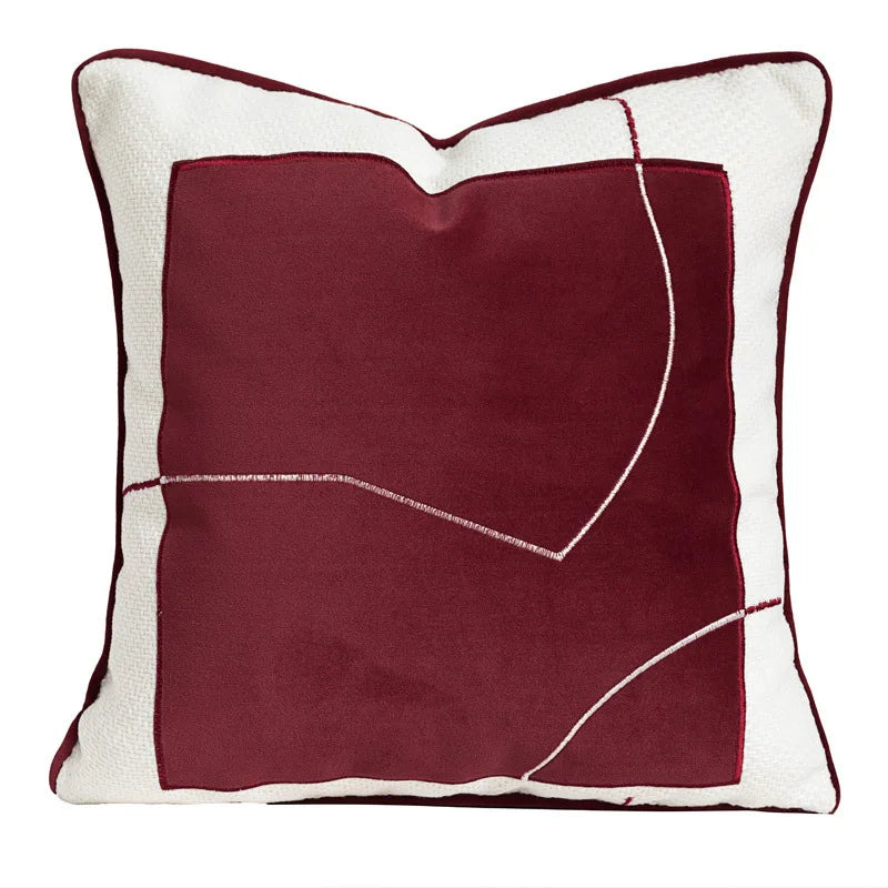 Housse de Coussin Luxe Bordeaux et Noir Bicolore