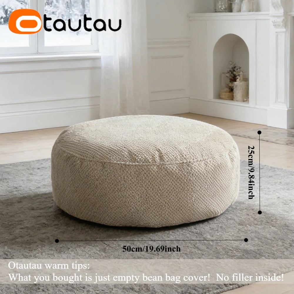 OTAUTAU Soft Corduroy Pouf Bean Bag Cover Ottoman Footstool Stool JD036【No Filler Inside! You Need To Buy Filler By Yourself !】