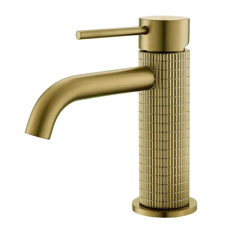 Robinet de Lavabo Or Rose Brossé Sculpté Artisanal