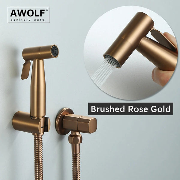 Douchette WC Portable en Acier Inoxydable Or Rose