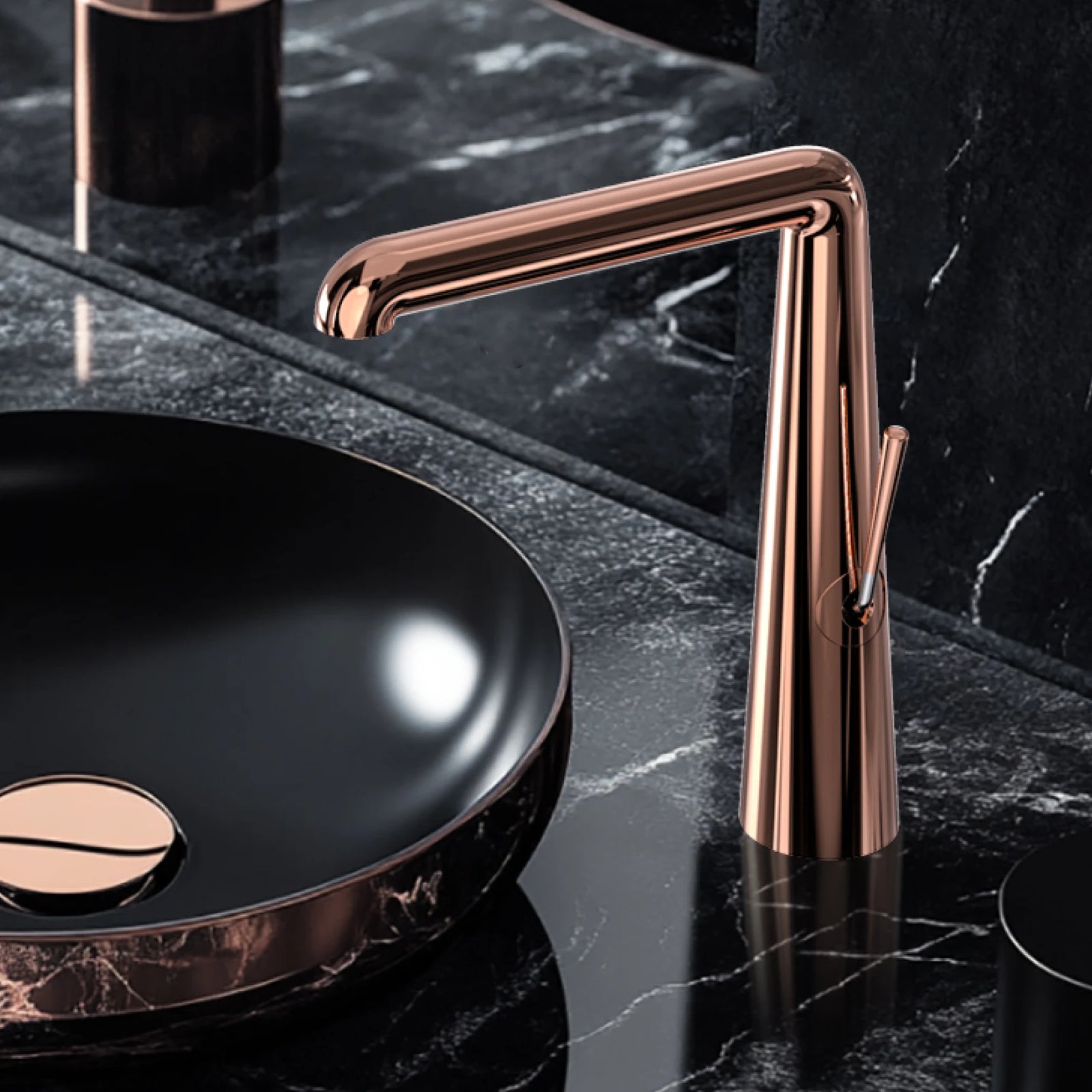 Robinet de Lavabo Or Rose Brossé Valve Céramique Laiton