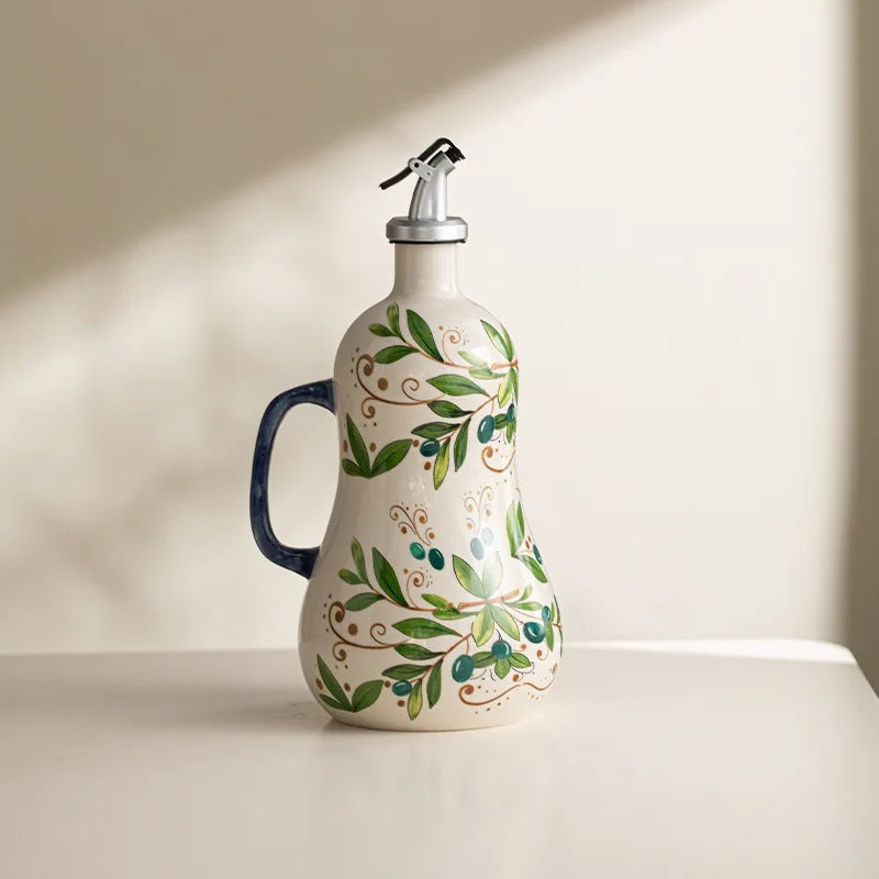 Distributeur d'Huile d'Olive en Céramique Gaufrée