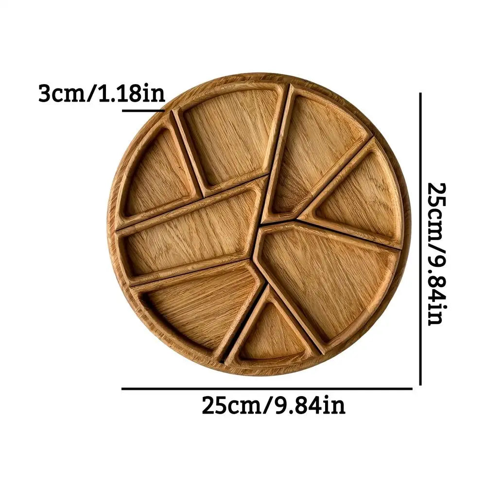 Plateau de Service en Bois Naturel 8 Compartiments Amovibles