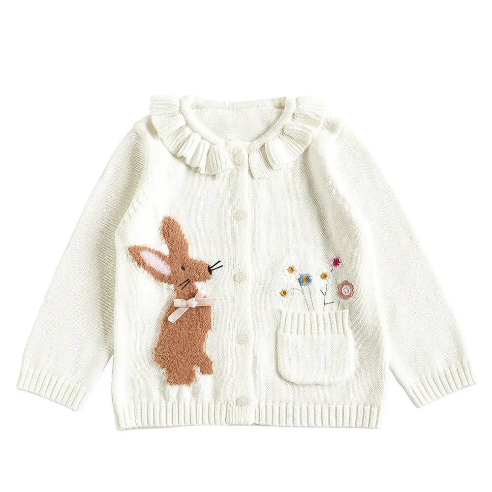 Cardigan Fille Brodé Motif Champignon