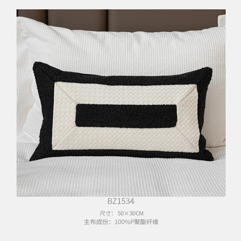 Housse de Coussin Lombaire Design Noir et Blanc Style Designer