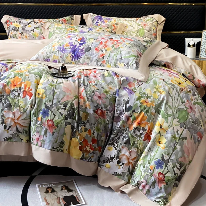 Parure de Lit Coton Luxe Style Hôtelier Brodée